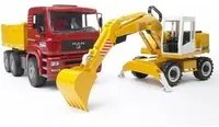 Mezzo cantiere bruder 02751 liebherr camion man e escavatore