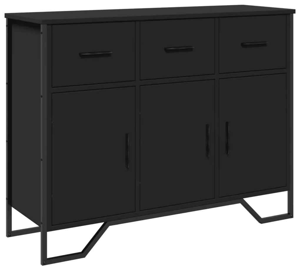 Credenza nera 97x32,5x74,5 cm in legno multistrato