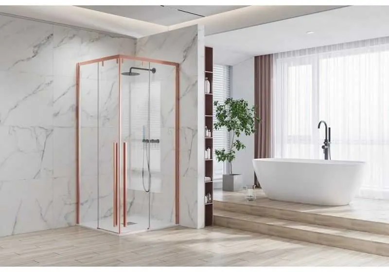 Kamalu - Box doccia 70x120 colore oro rosa doppio scorrevole vetro 8mm | KSA1000RG