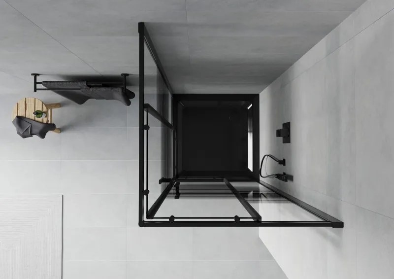 Mexen Rio cabina doccia quadrata 70 x 70 cm, strisce nere, nera + piatto doccia Flat, nero - 860-070-070-70-20-4070B