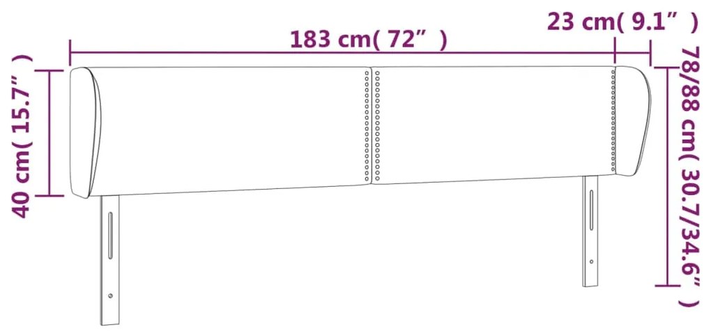 Testiera ad Orecchio Blu 183x23x78/88 cm in Tessuto