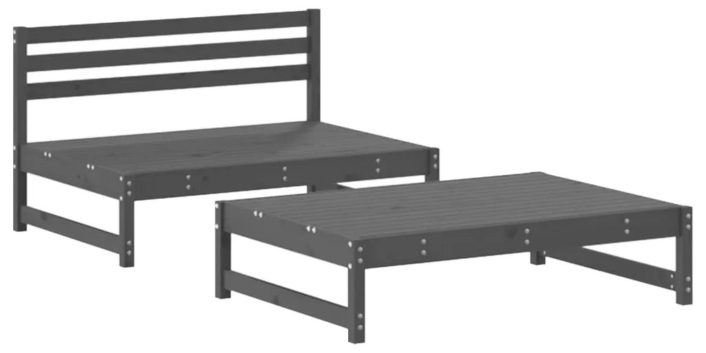 Set divani da giardino 2pz con cuscini in legno massello grigio