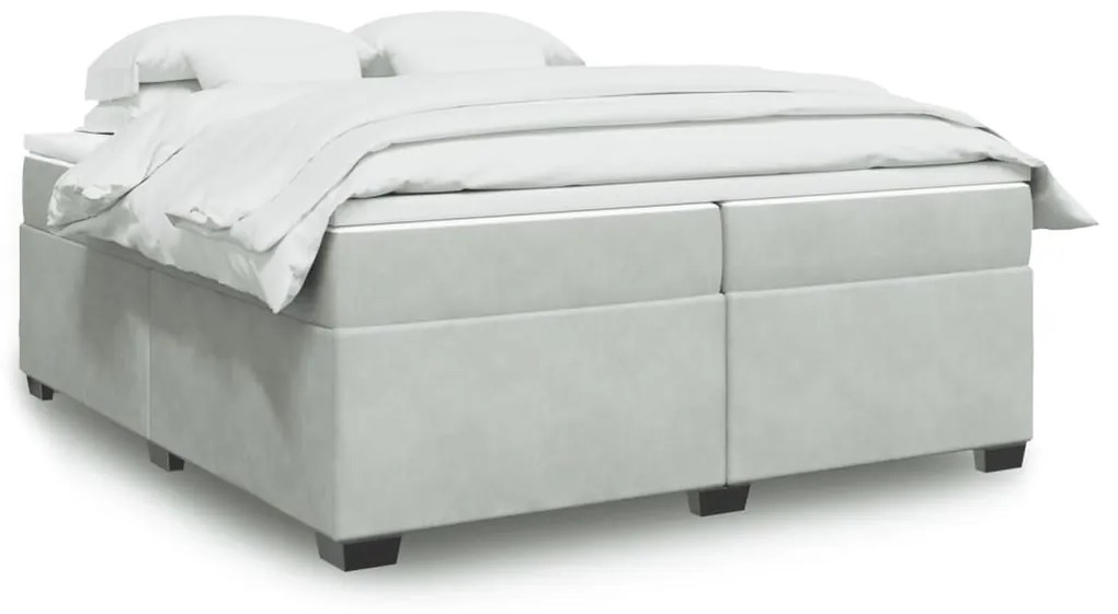 Giroletto A Molle Con Materasso Grigio Chiaro 200x200cm Velluto /
