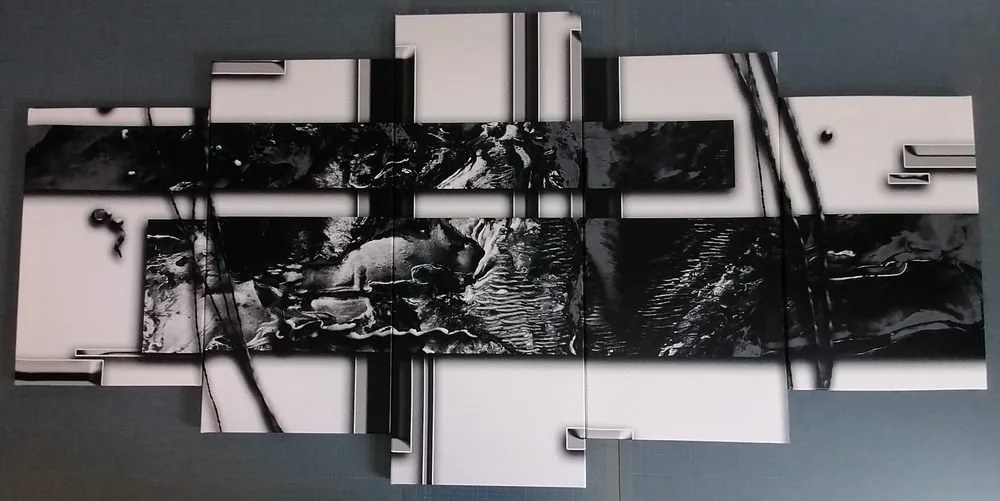 Quadri 5 pezzi – Astrazione di lusso in bianco e nero