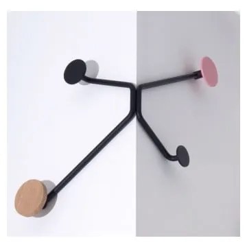 Appendiabiti da parete nero per angolo esterno con dettaglio rosa Hook - Gazzda