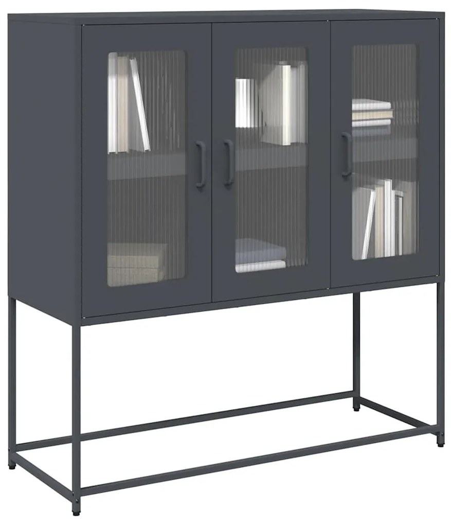 Credenza Antracite 100,5x39x107 Cm İn Acciaio Laminato A Freddo /