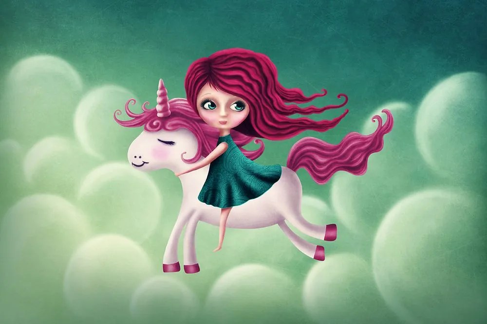 Carta da parati – Bambina con unicorno