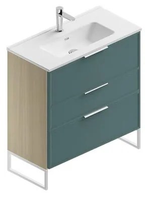 Mobile sottolavabo e lavabo Quadra per vasca centrale natura/mirto in mdf L 80 x H 93 x P 39 cm 3 cassetti