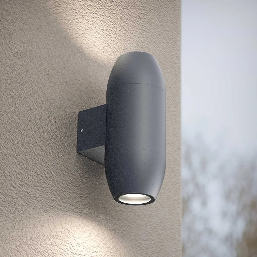 Applique Ovale Bidirezionale IP65 GU10 per esterni Grande - Grigia