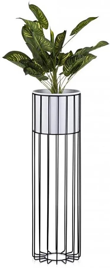 Vaso da fiori in metallo LOFT 70x20 cm nero/bianco