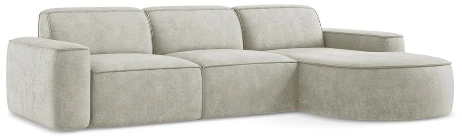 Divano angolare color crema (con penisola a destra/con chaise lounge) con rivestimento in ciniglia Omao – Makamii