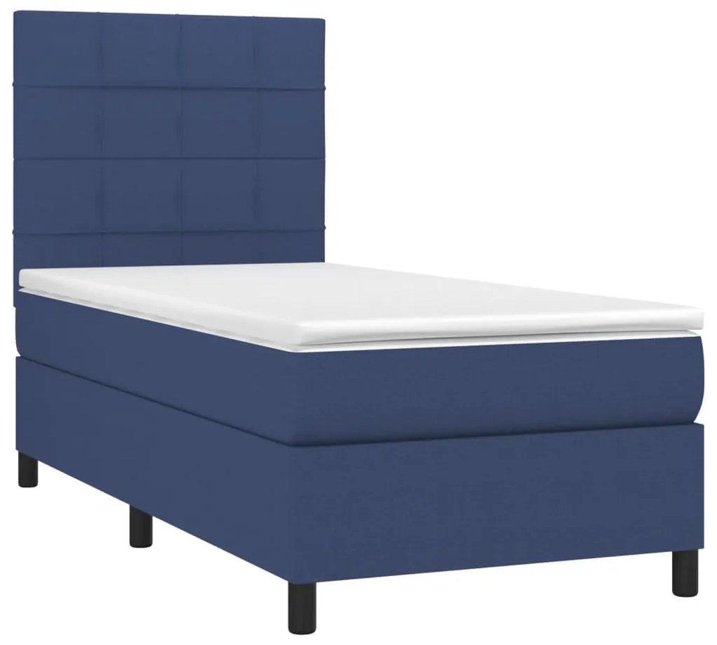 Letto a molle con materasso e led blu 90x190 cm in tessuto