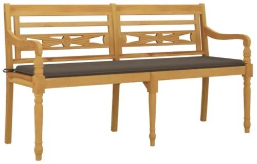 Panchina Batavia con Cuscino Tortora 150 cm Legno Massello Teak