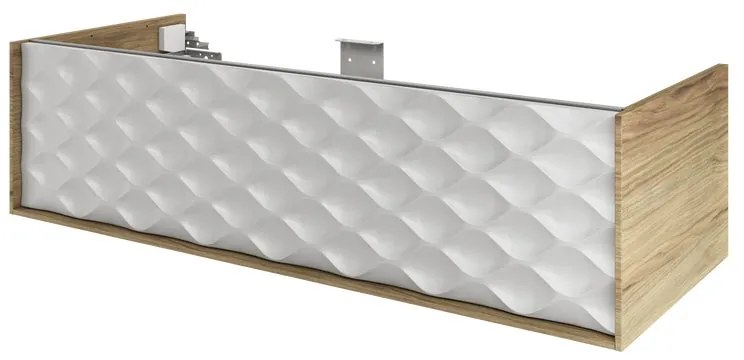 Mobile da bagno sotto lavabo SENSEA Neo Frame noce e bianco laccato lucido L 120 x H 32 x P 48 cm 1 cassetto, lavabo non incluso