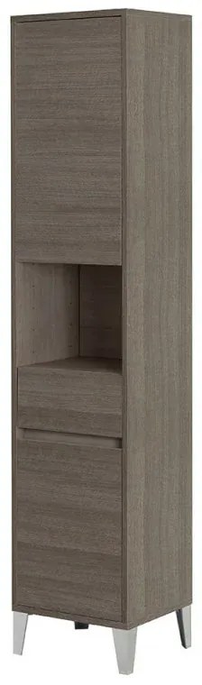 Armadio bagno da terra L. 40 cm Way rovere scuro con vano a giorno