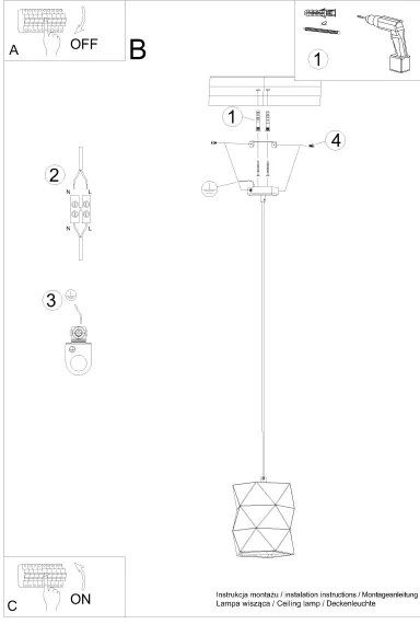 Sollux SL.1250 - Lampadario a sospensione con filo GOBI 1xE27/15W/230V ceramiche