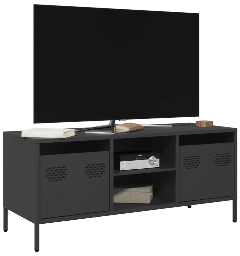Mobile Tv Nero 101,5x39x43,5 Cm İn Acciaio Laminato A Freddo /