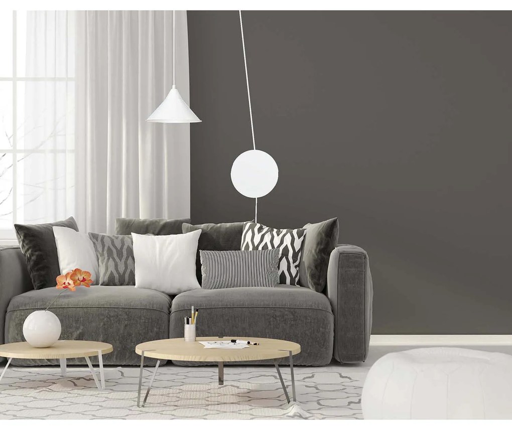 Sospensione Minimal 1 Luce Fujin In Acciao Bianco E Paralume A Cono