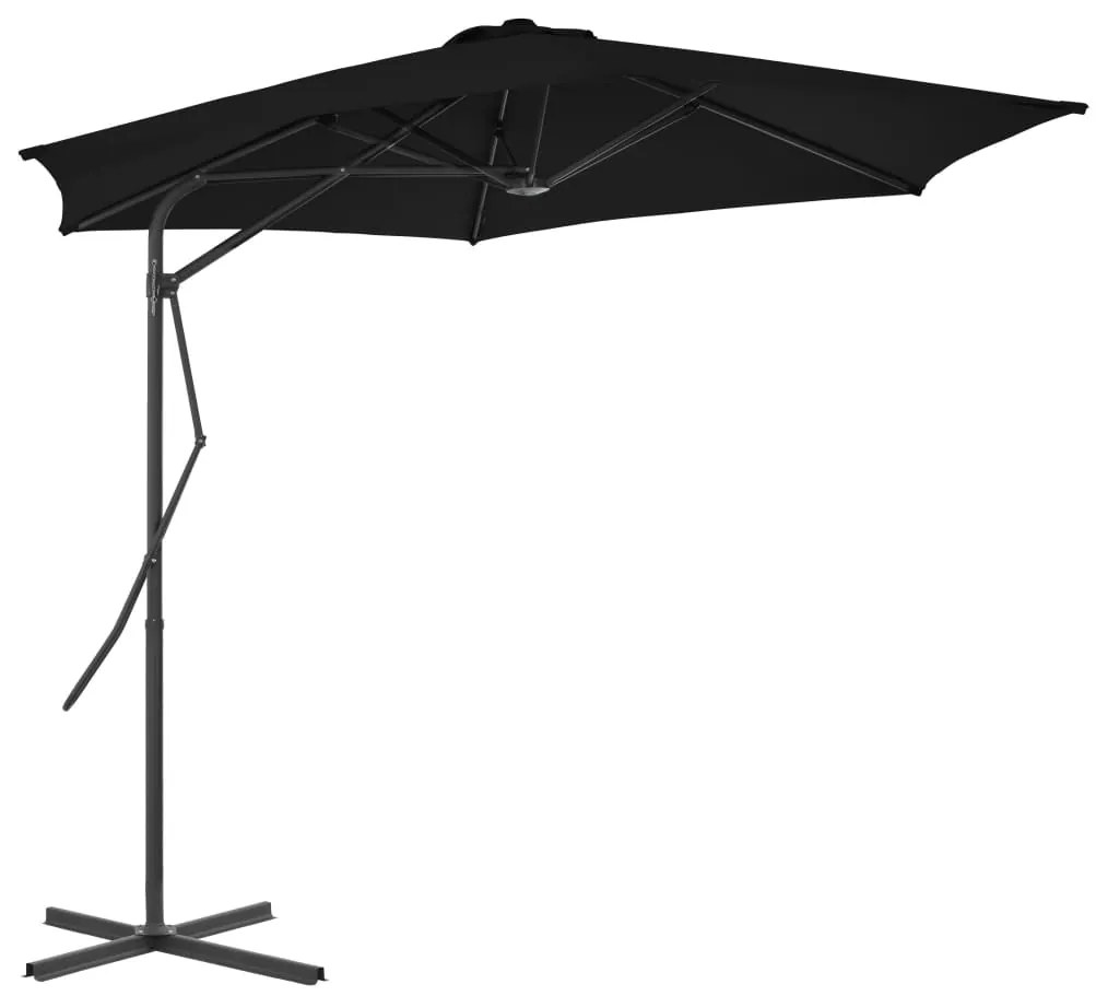 Ombrellone Da Giardino Con Palo İn Acciaio Nero 300x230cm /
