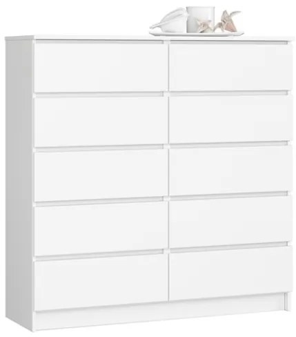 Cassettiera Credenza 120x40x120 Cm 10 Cassetti Artika Bianco Opaco