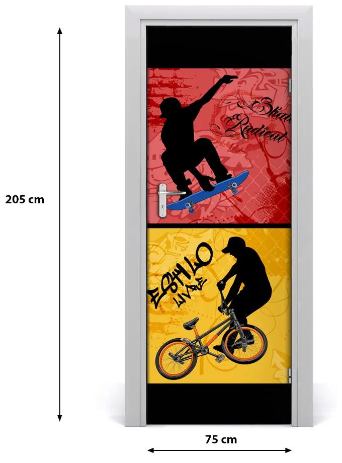 Adesivo per porta Bicicletta e skateboard 75x205 cm