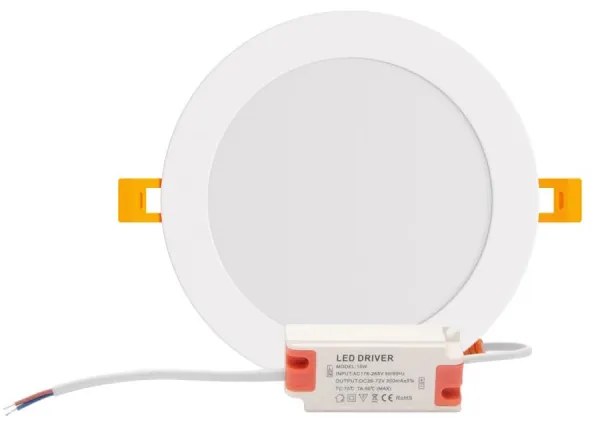 Pannello LED Rotondo 15W, 1.500lm, no Flickering, Foro Ø153-160mm Colore Bianco Caldo 3.000K
