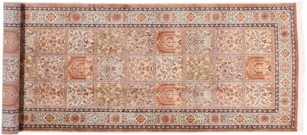 Cashmere Silk Tappeto orientale 310 x 100 Beige (Indian) Annodato A Mano