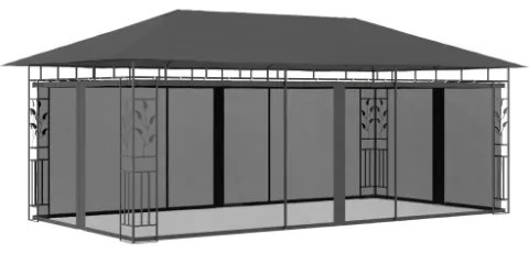 Gazebo con Zanzariera 6x3x2,73 m Antracite