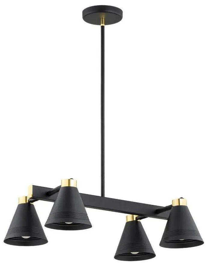 Argon 1774 - Lampadario su palo AVALONE 4xE27/15W/230V nero/oro