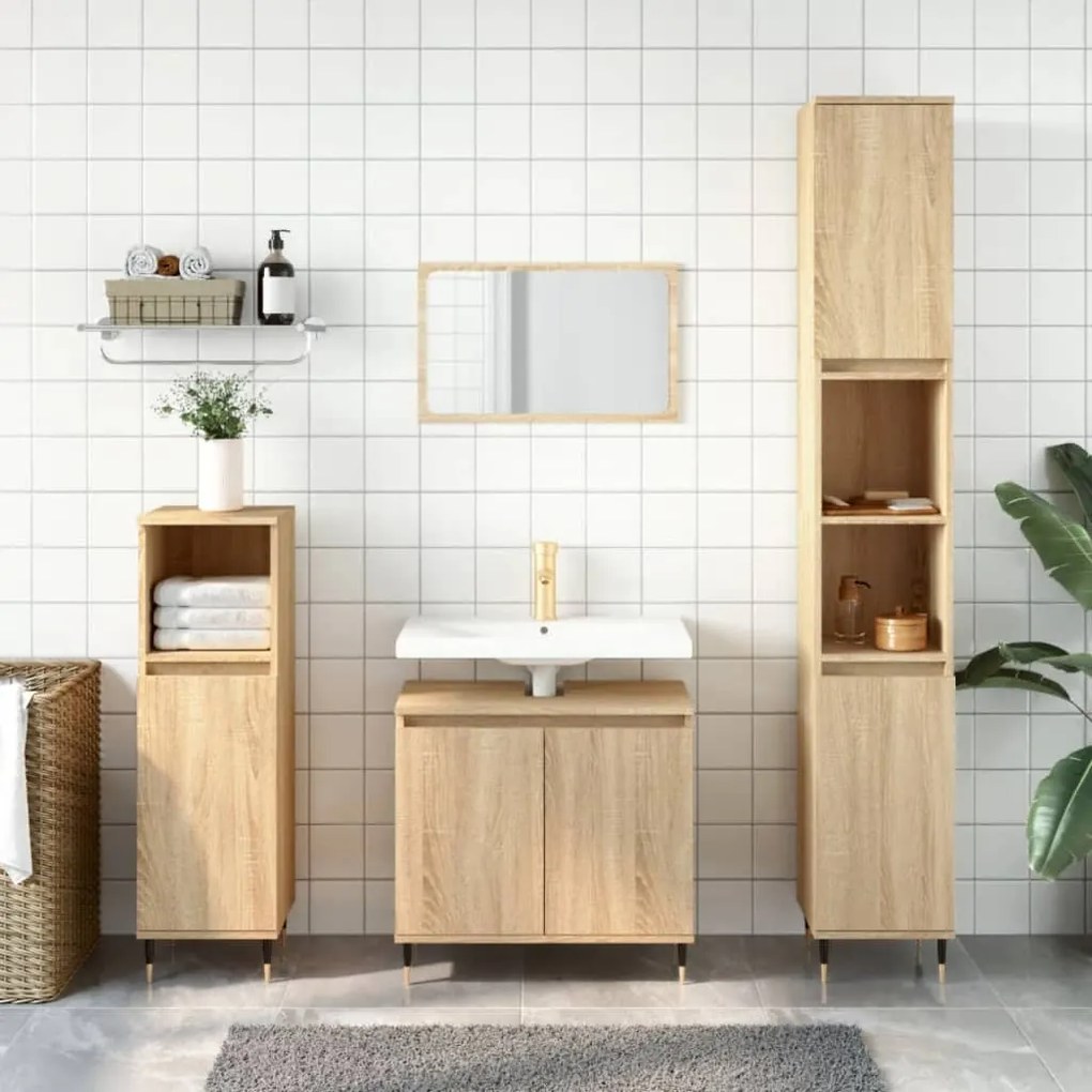 Mobile da bagno rovere sonoma 58x33x60 cm in legno multistrato