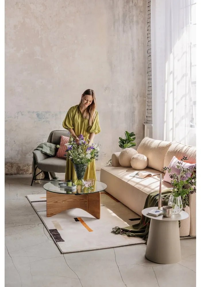 Divano in rosa chiaro allungabile con rivestimento in bouclé 247 cm Quinoa – Bonami Selection