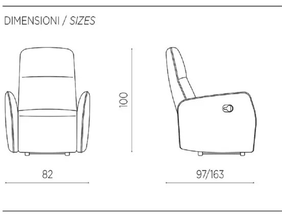 Poltrona recliner manuale in tessuto GALIZIA Grigio Scuro