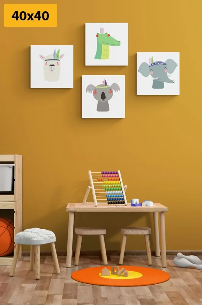 Set di quadri – Animali con piuma indiana