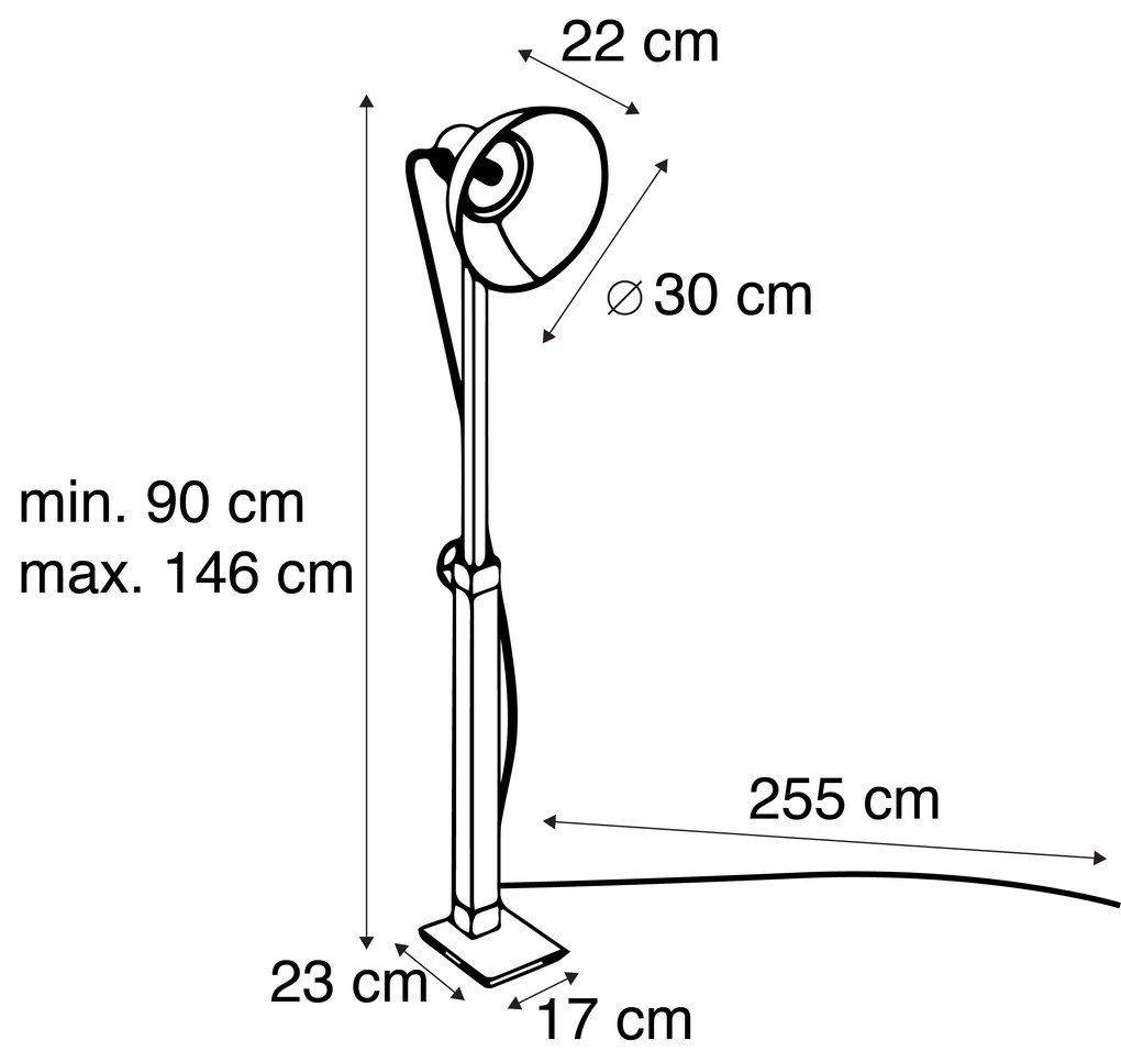 Lampada da terra industriale in bronzo con legno di mango - Mangoes
