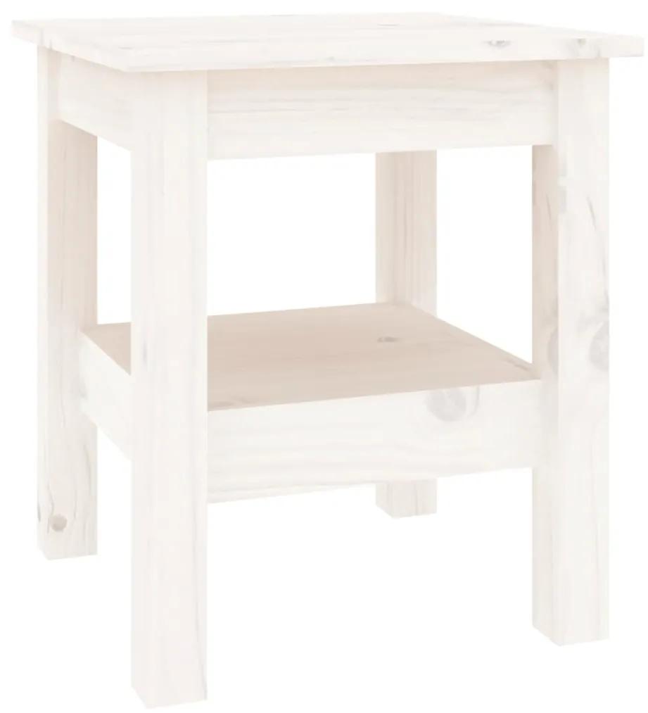 Tavolino da salotto bianco 35x35x40 cm legno massello di pino