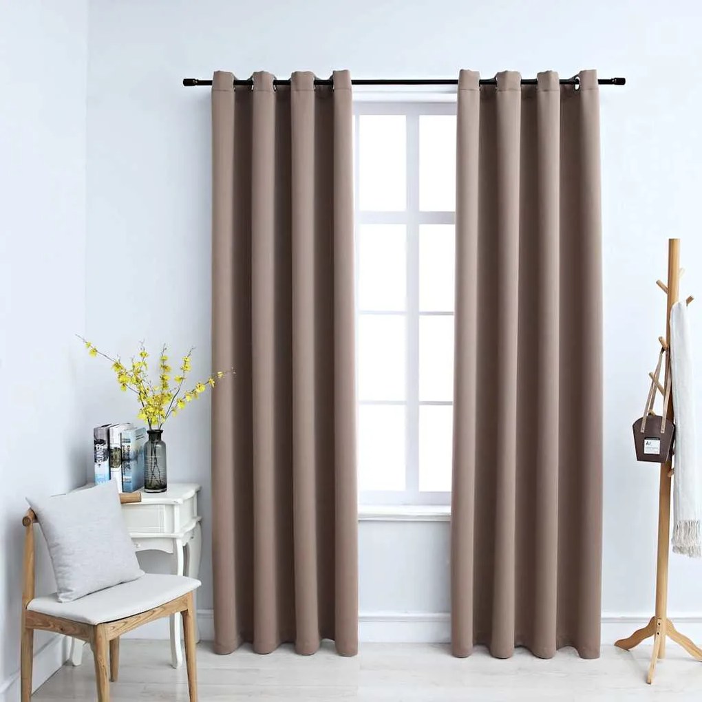 Tende Oscuranti Con Anelli Metallo 2pz Grigio Talpa 140x175 Cm /