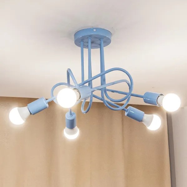 Lampadario a plafone OXFORD 5xE27/15W/230V blu