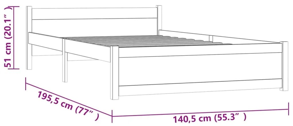 Giroletto Nero in Legno Massello 135x190 cm Double