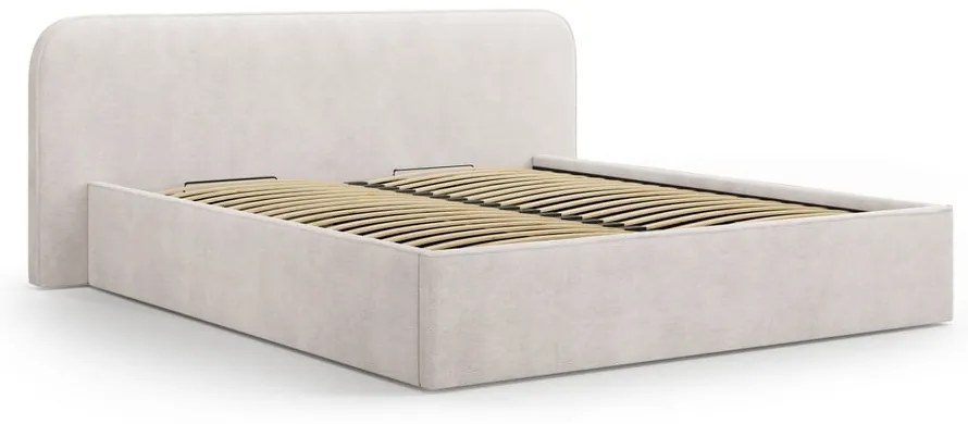 Letto matrimoniale imbottito bianco con contenitore e rete inclusi 140x200 cm Elizabeth – Micadoni