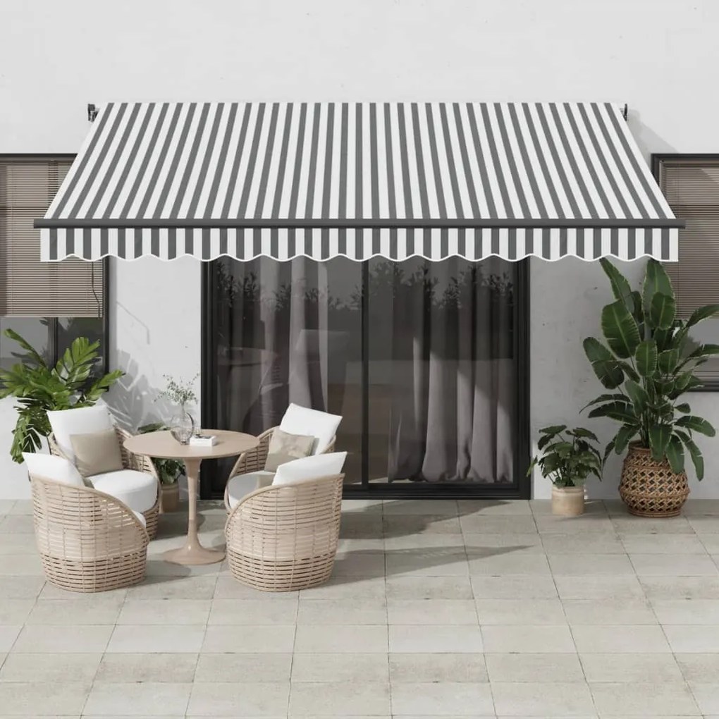 Tenda Retrattile Automatica Led Antracite E Bianco 400x300 Cm /