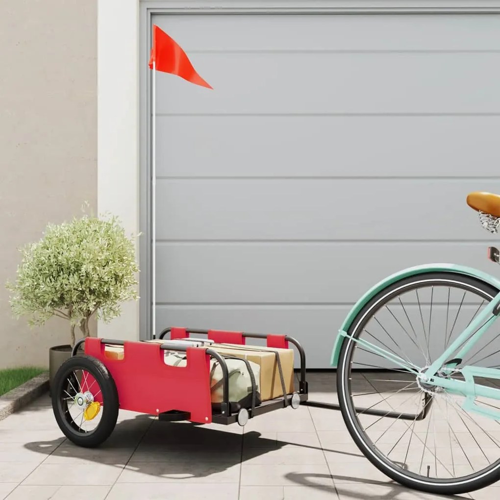 Rimorchio Da Bici Rosso Oxford E Ferro /
