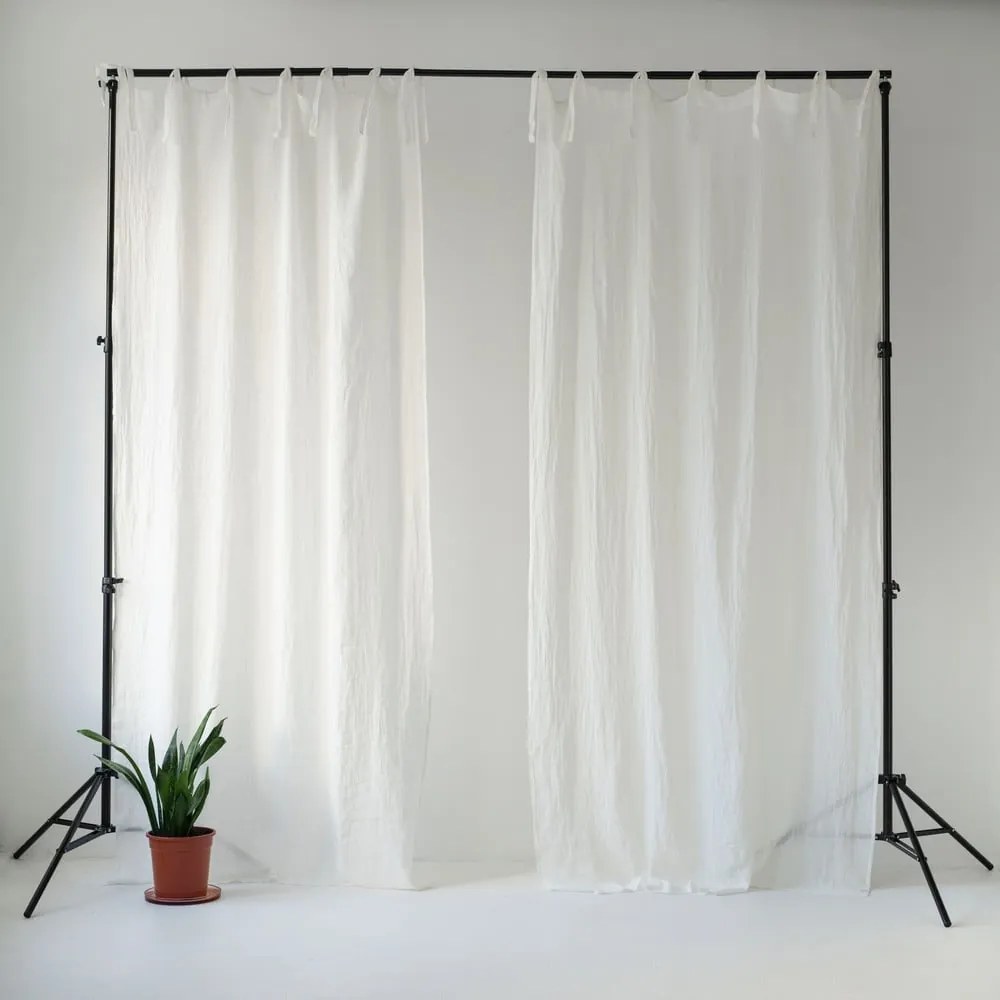Tenda leggera in lino bianco con passanti Daytime, 250 x 130 cm White - Linen Tales