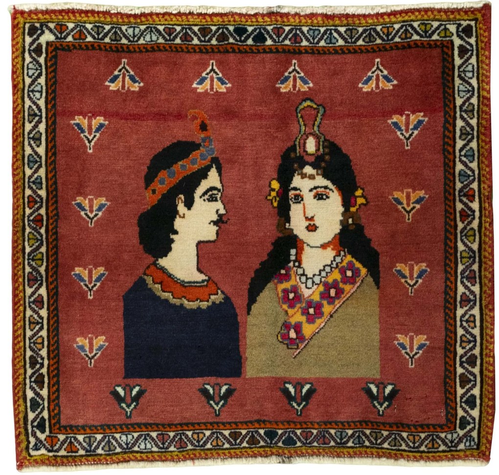 Shiraz Tappeto persiano 70x60 Rosso (Iran) Annodato A Mano