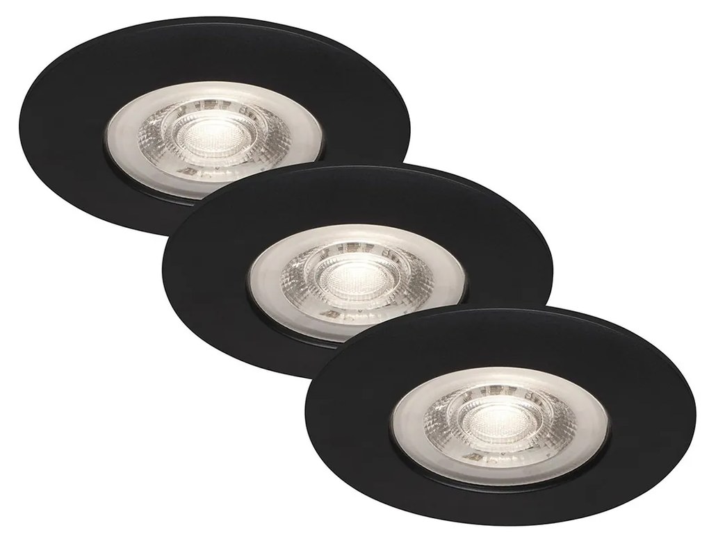 Set 3 Faretti Incasso Kulana Plastica Nero Opaco Led 4,9W 3000K Ip44