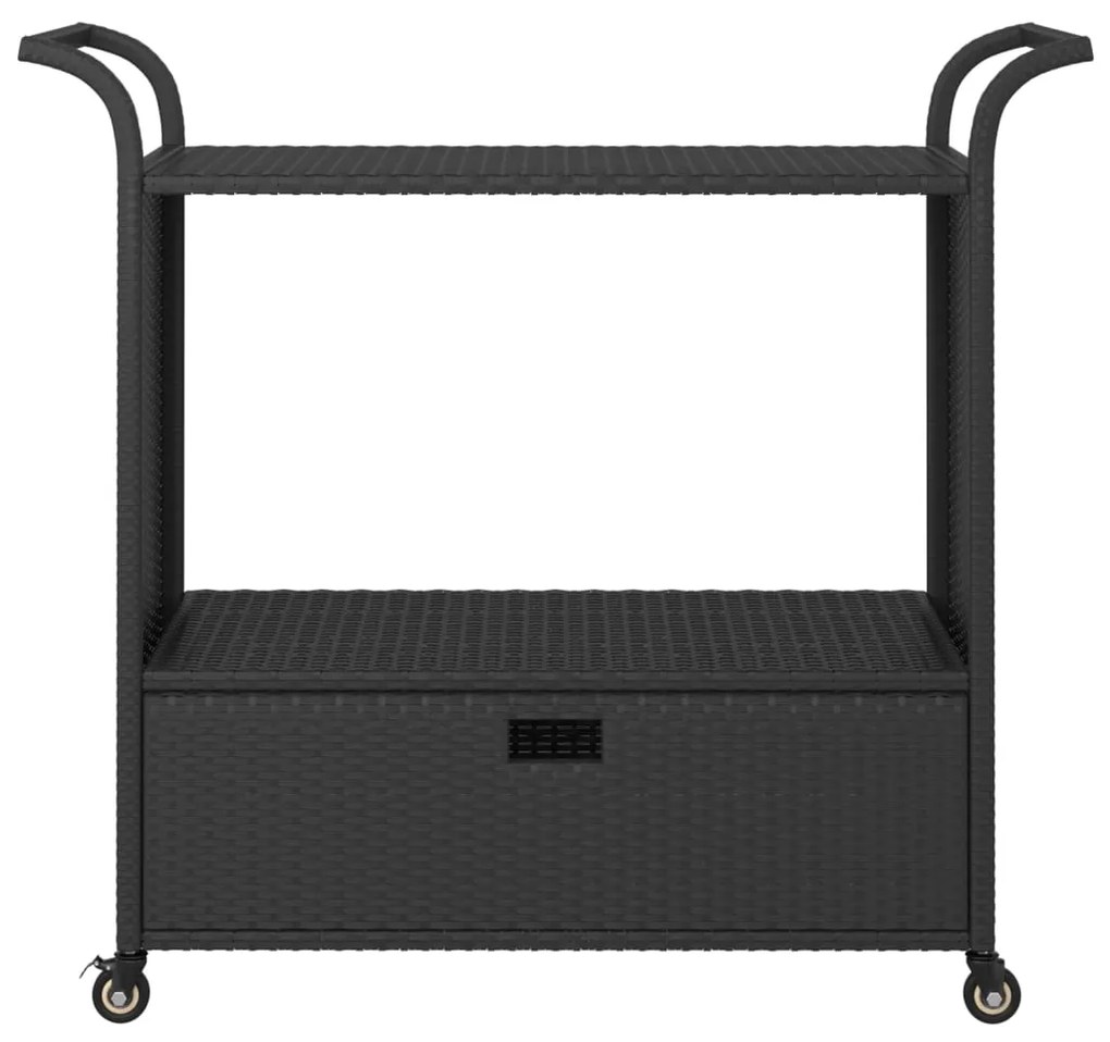 Carrello da bar con cassetto nero 100x45x97 cm in polyrattan