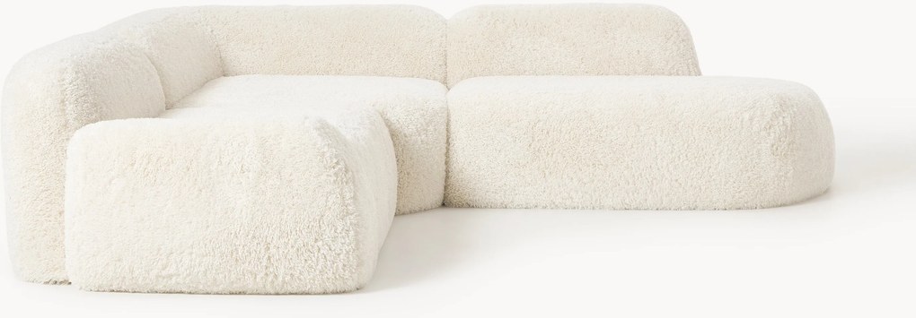 Divano angolare componibile 4 posti con chaise longue in teddy Wolke