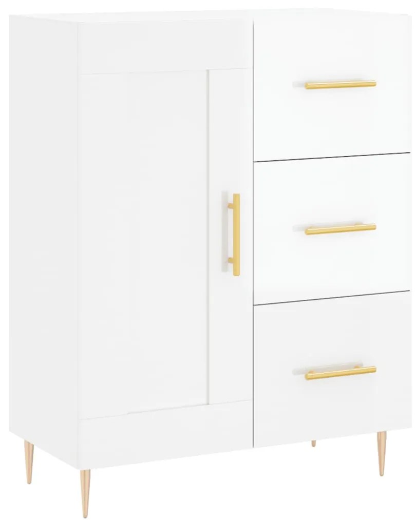 Credenza 69,5x34x90 cm in legno multistrato bianco lucido