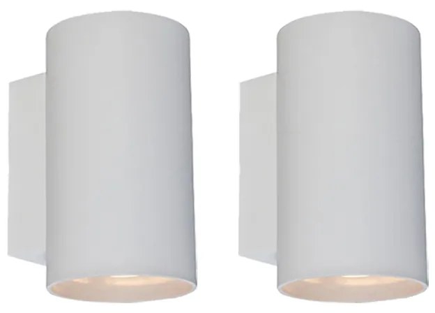 Set di 2 lampade da parete moderne bianche rotonde 2 luci - Sandy