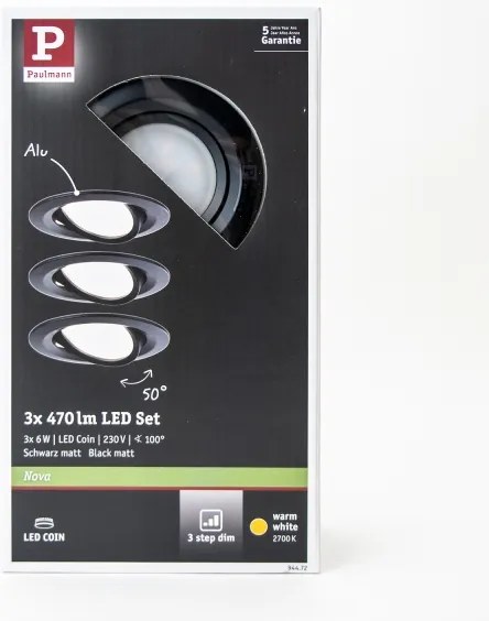 Paulmann 94472 - SET 3xLED/6W IP23 Faretto bagno dimmerabile NOVA 230V