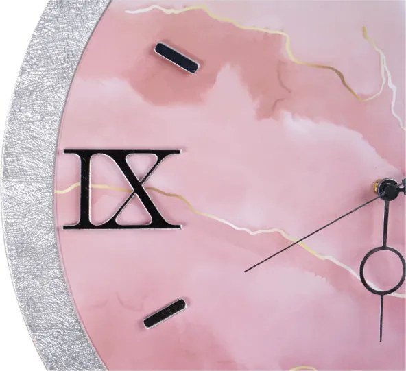 Orologio da parete D 57 cm - Moderno con Effetto Marmo Rosa